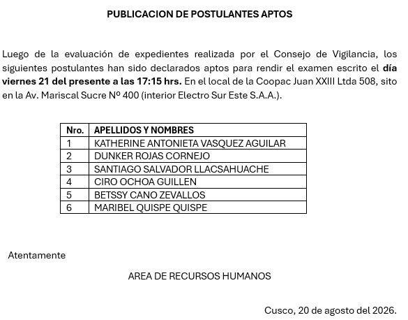 RESULTADOS EVALUACION CURRICULAR - CONVOCATORIA 02-2026 - AUDITOR INTERNO